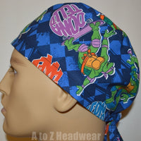 TMNT Ninja Turtles Skateboarding Blue Check