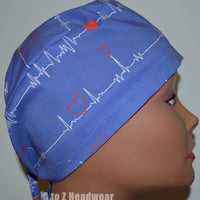 EKG Heartbeat Denim Blue