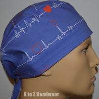 EKG Heartbeat Denim Blue