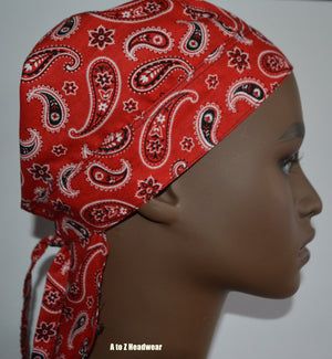 Red Bandana Skull Cap