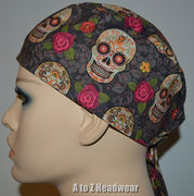 Sugar Skull Floral Gray